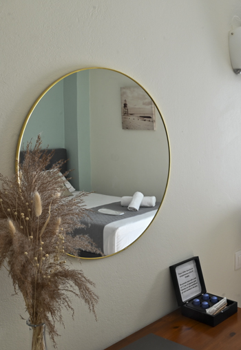 Gina Studios - Fridge and TV Gina studios Benitses - twin room amenities